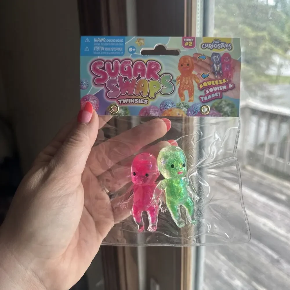 New ORB Curiosities Sugar Swaps Twinsies Babies Squishy Squeeze Green & Pink